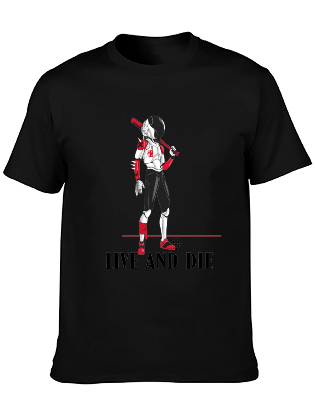 Edgy Anime Baseball T-Shirt: Live and Die