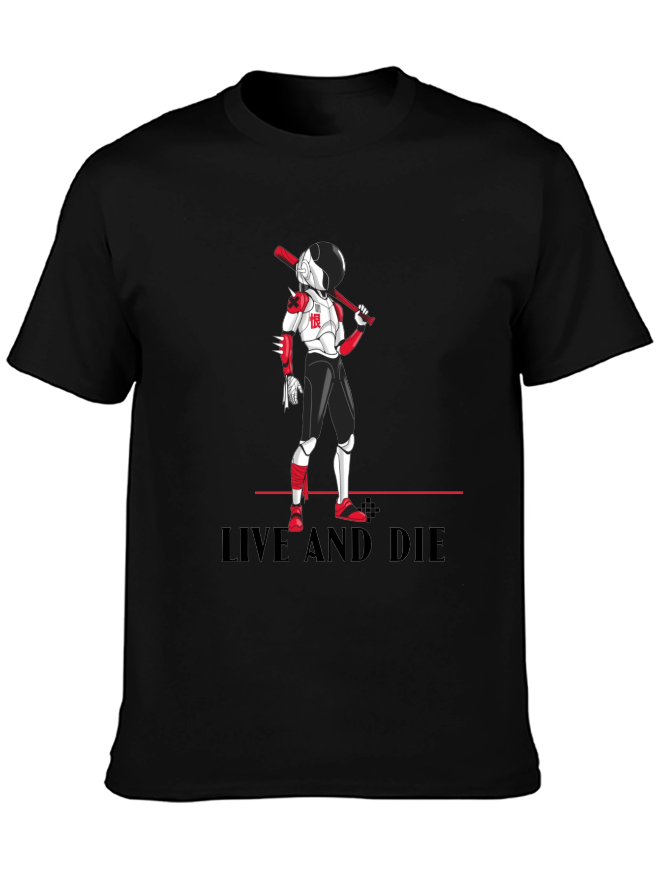 Edgy Anime Baseball T-Shirt: Live and Die