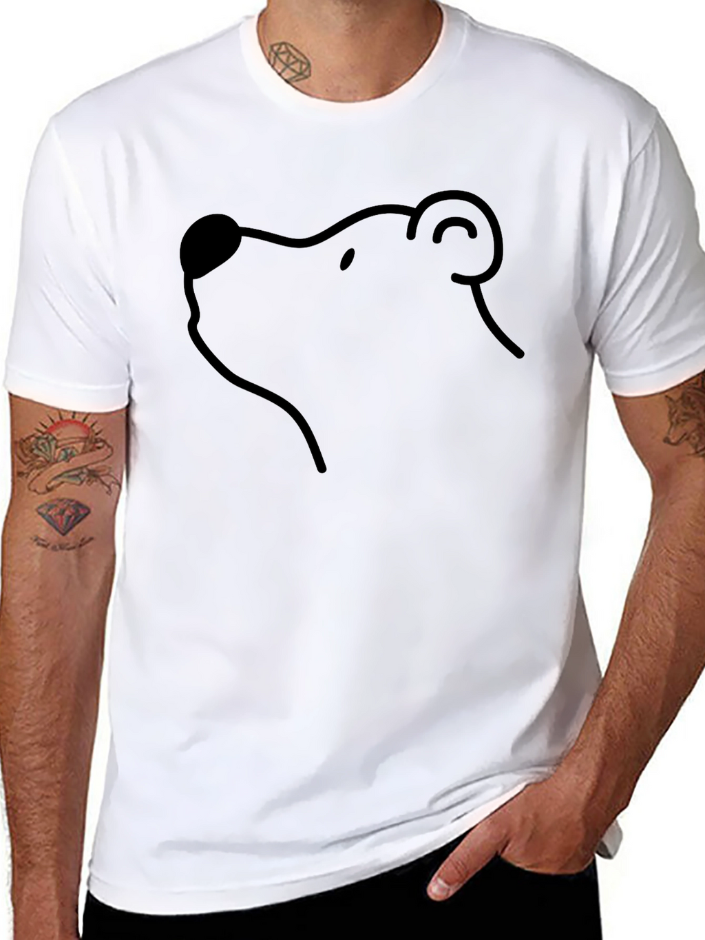 Bear Outline T-Shirt - Minimalist Black Tee