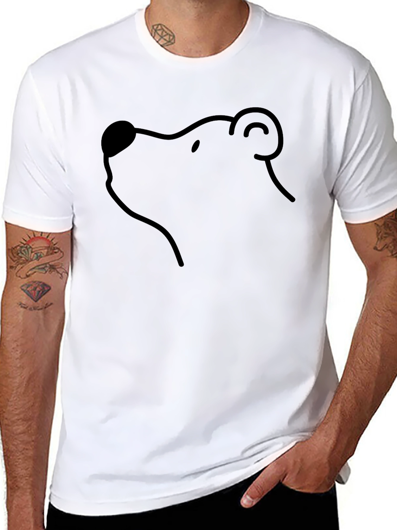 Bear Outline T-Shirt - Minimalist Black Tee