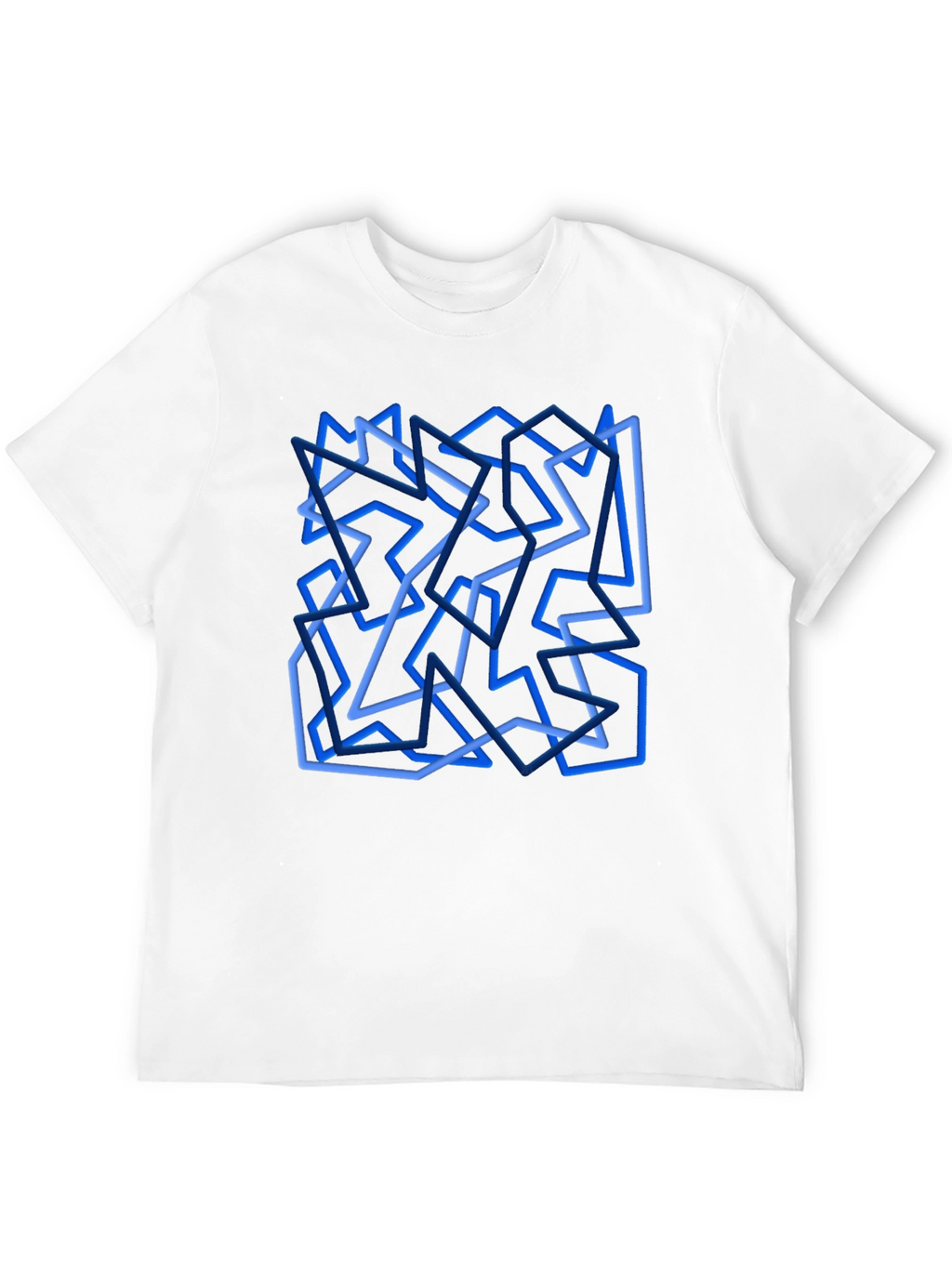 Abstract Geometric Line Art Black T-Shirt