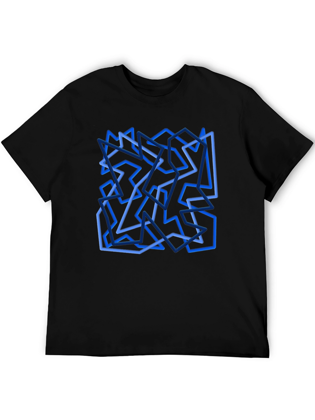 Abstract Geometric Line Art Black T-Shirt