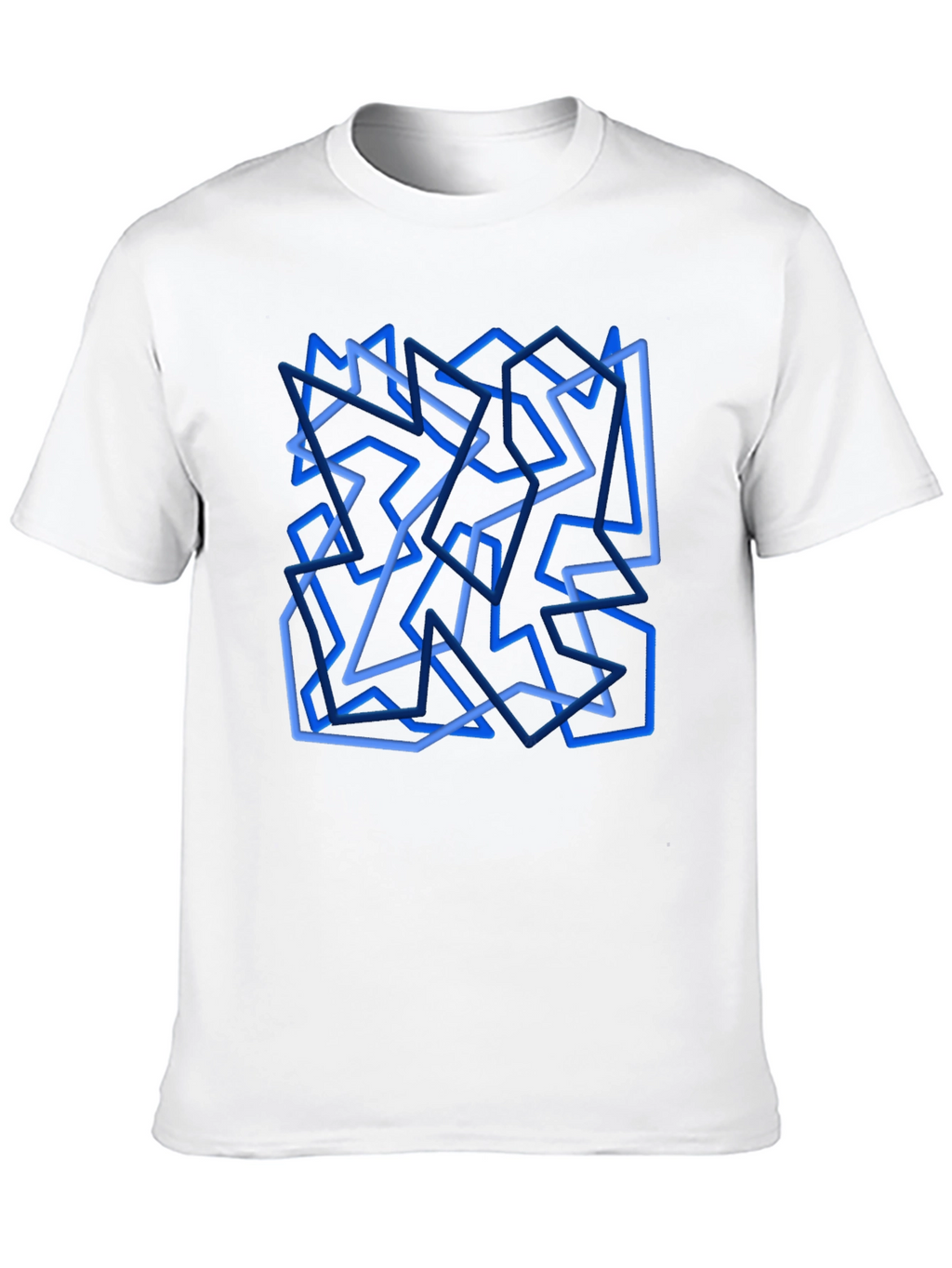 Abstract Geometric Line Art Black T-Shirt