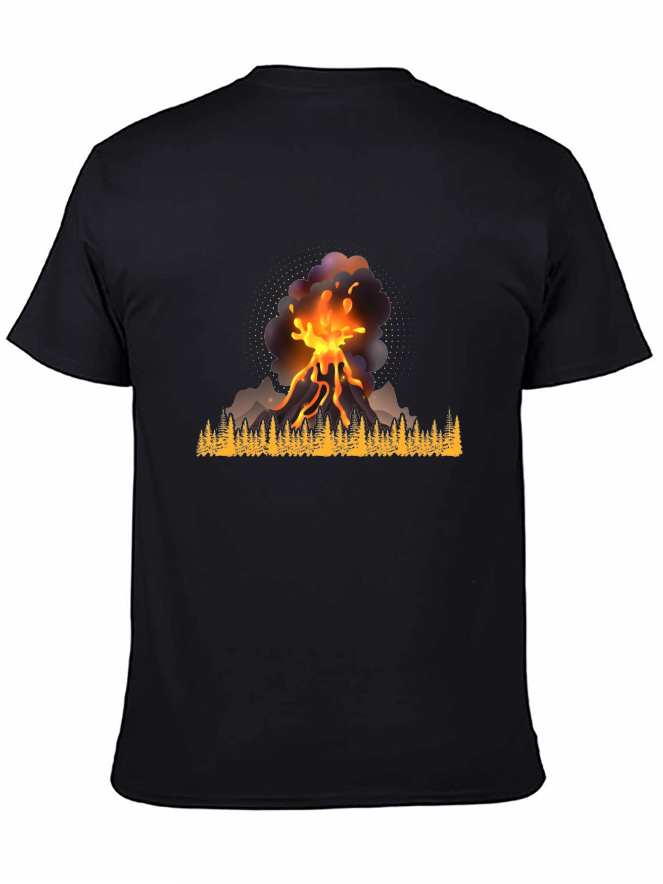 Volcano Eruption Graphic Tee - Black Casual Shirt