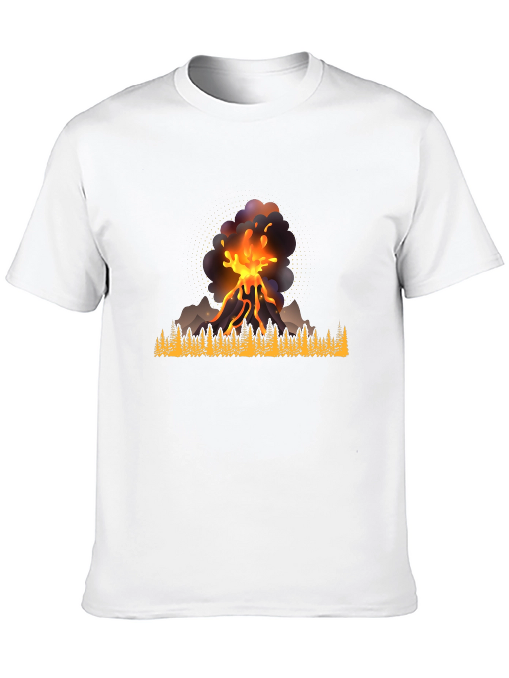 Volcano Eruption Graphic Tee - Black Casual Shirt
