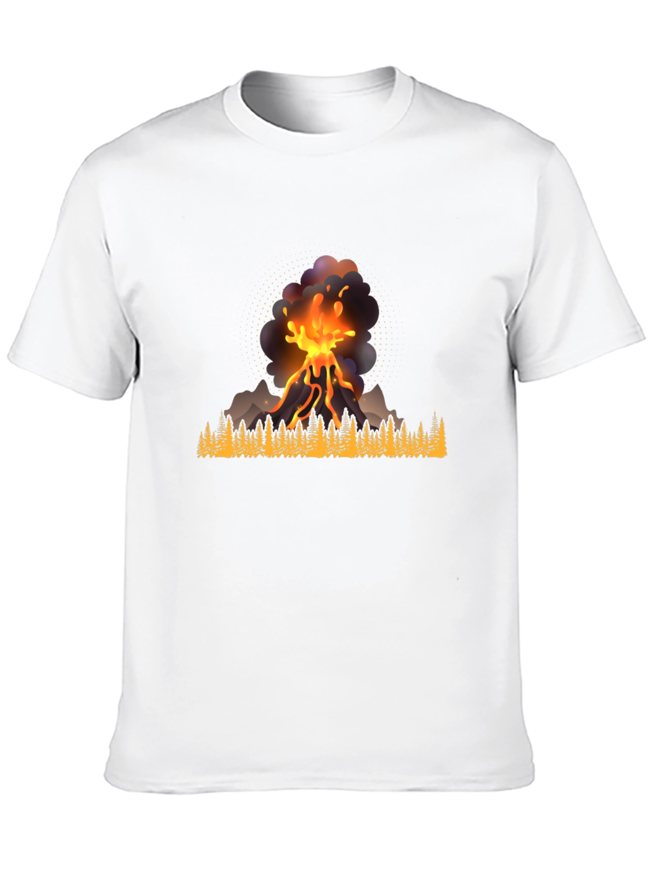 Volcano Eruption Graphic Tee - Black Casual Shirt