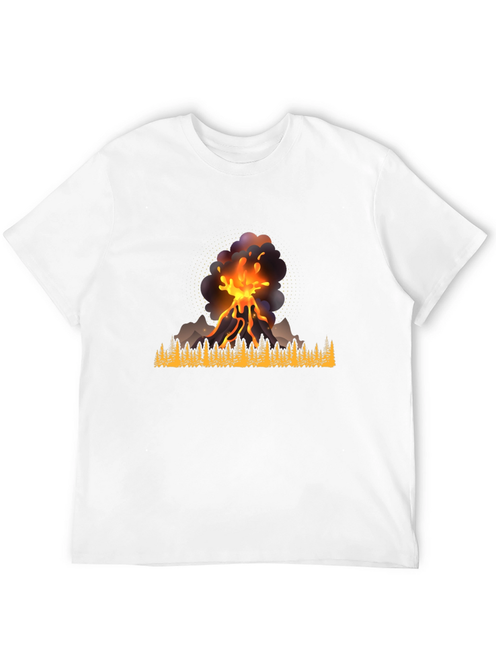 Volcano Eruption Graphic Tee - Black Casual Shirt