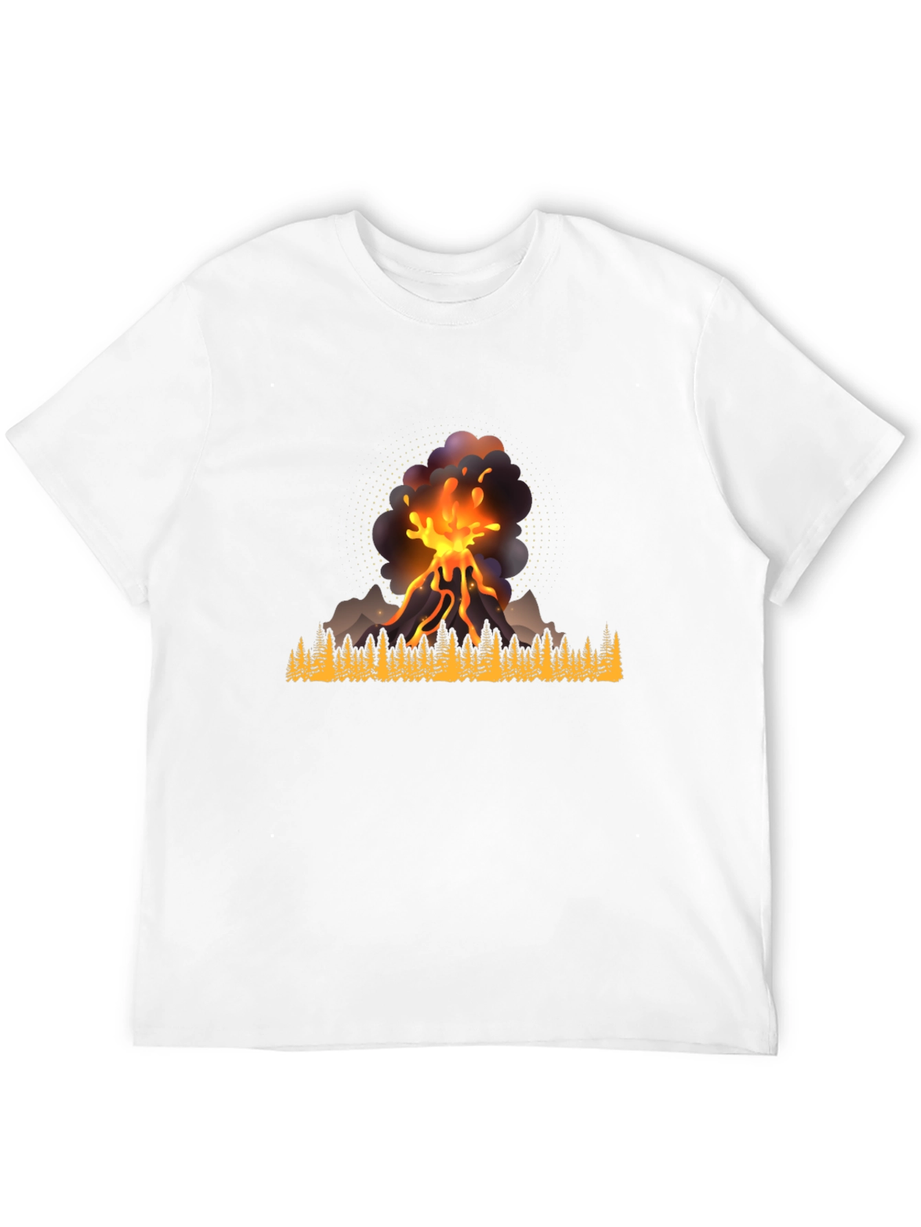 Volcano Eruption Graphic Tee - Black Casual Shirt