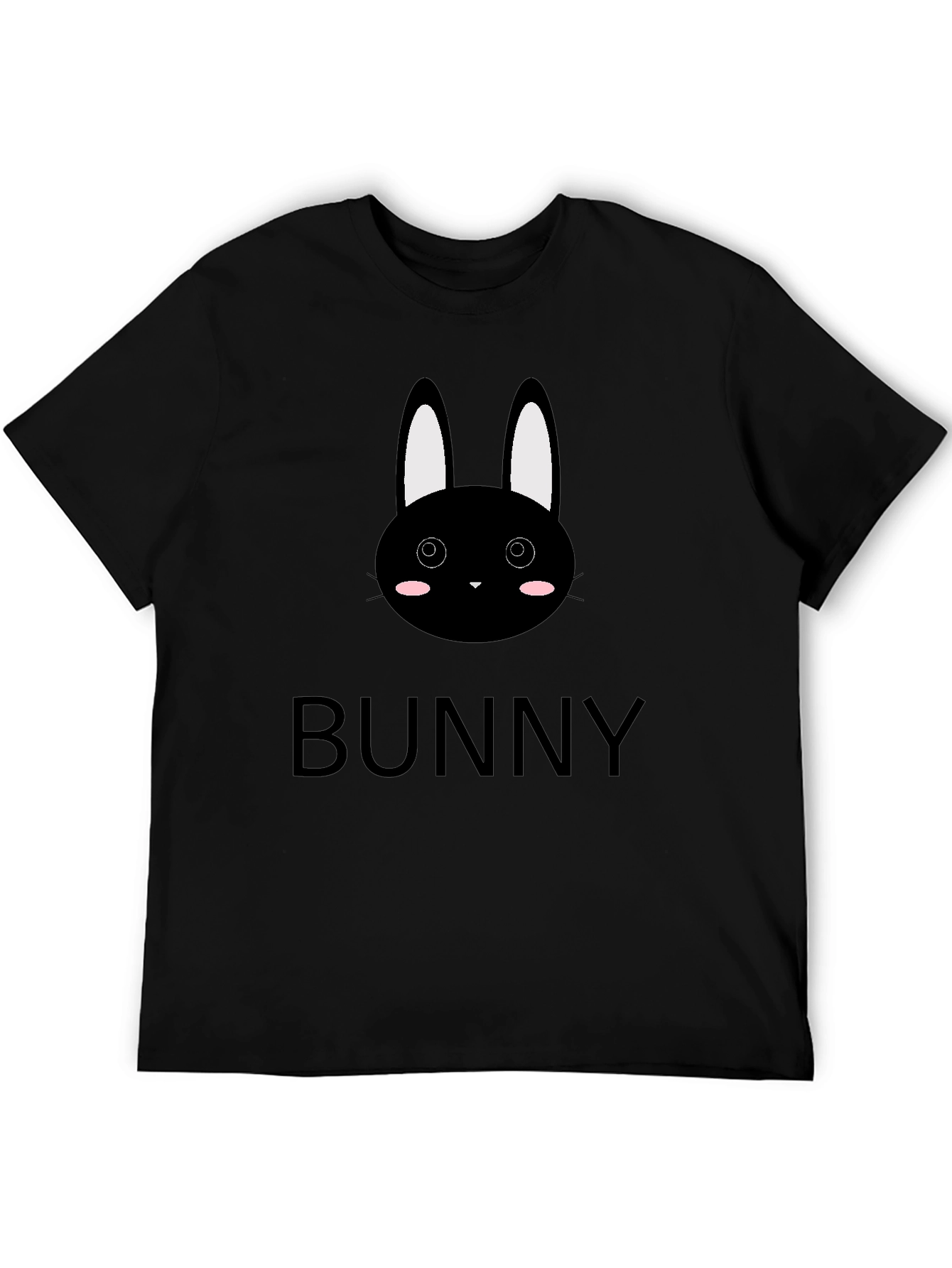 Cute Bunny Graphic Black T-Shirt