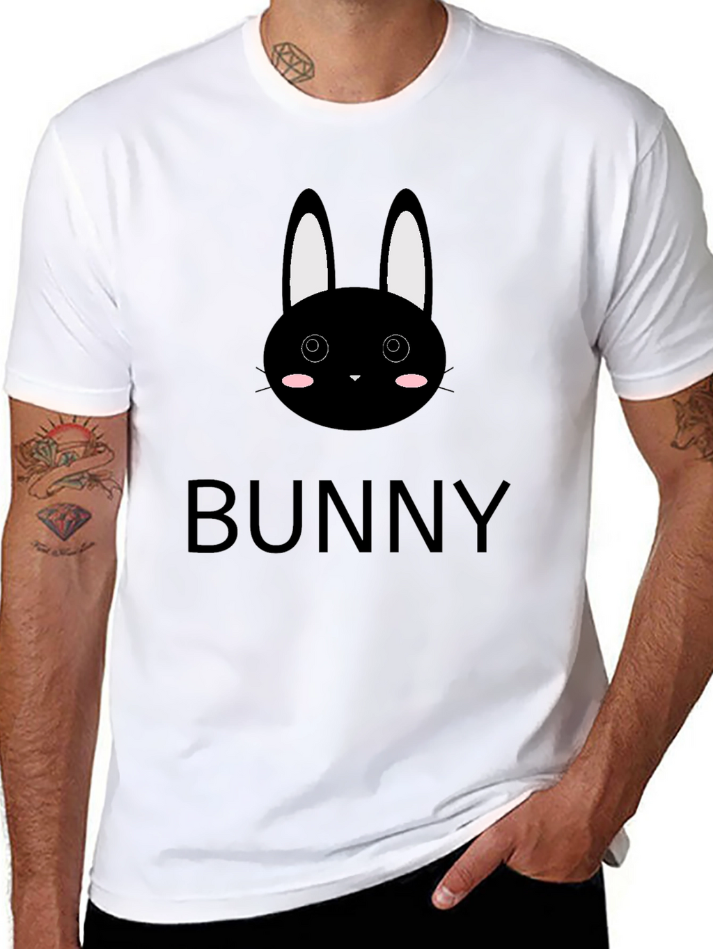 Cute Bunny Graphic Black T-Shirt