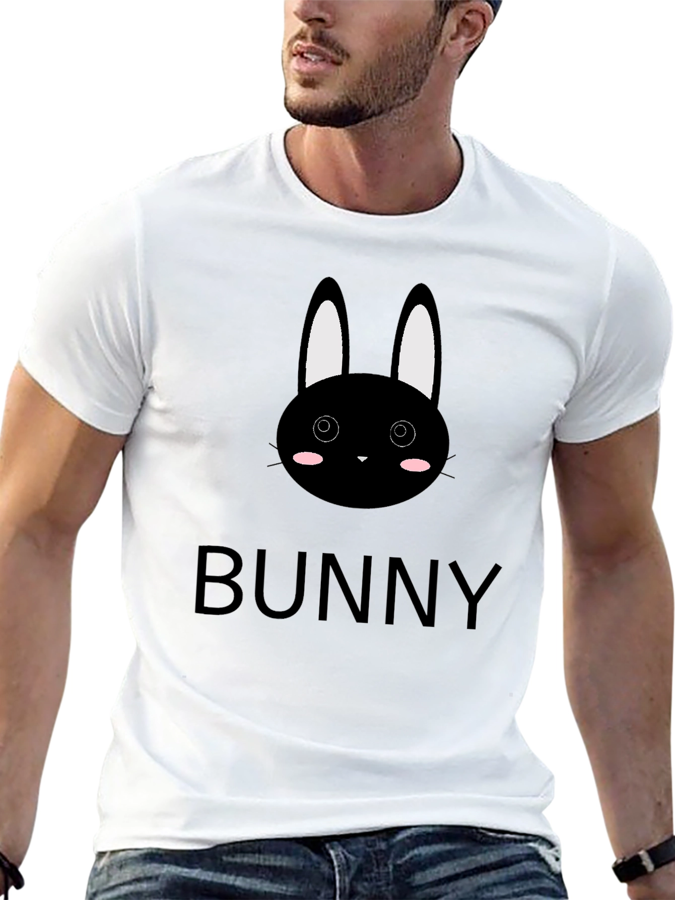 Cute Bunny Graphic Black T-Shirt