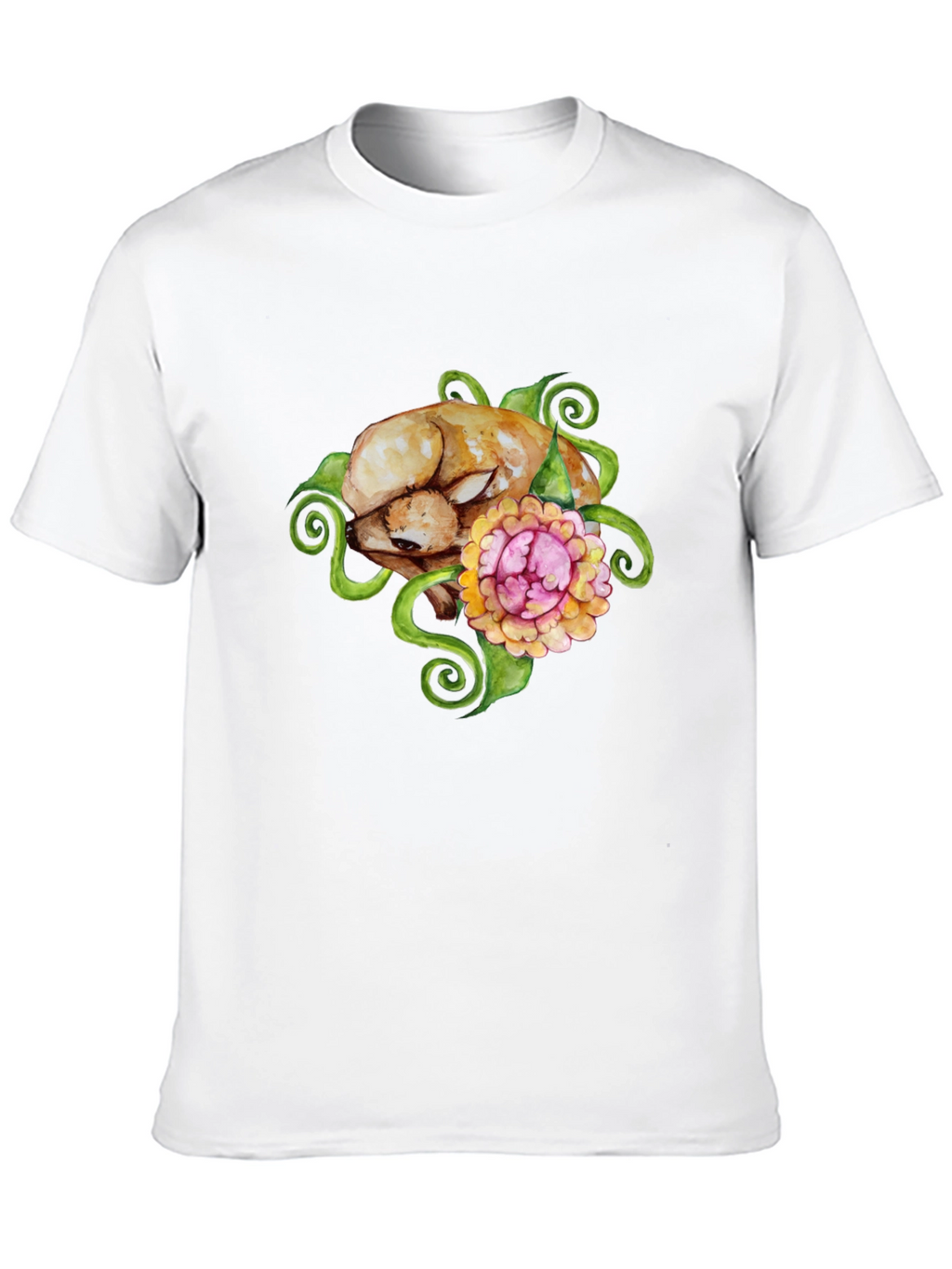 Floral Puppy T-Shirt - Black Cotton Blend
