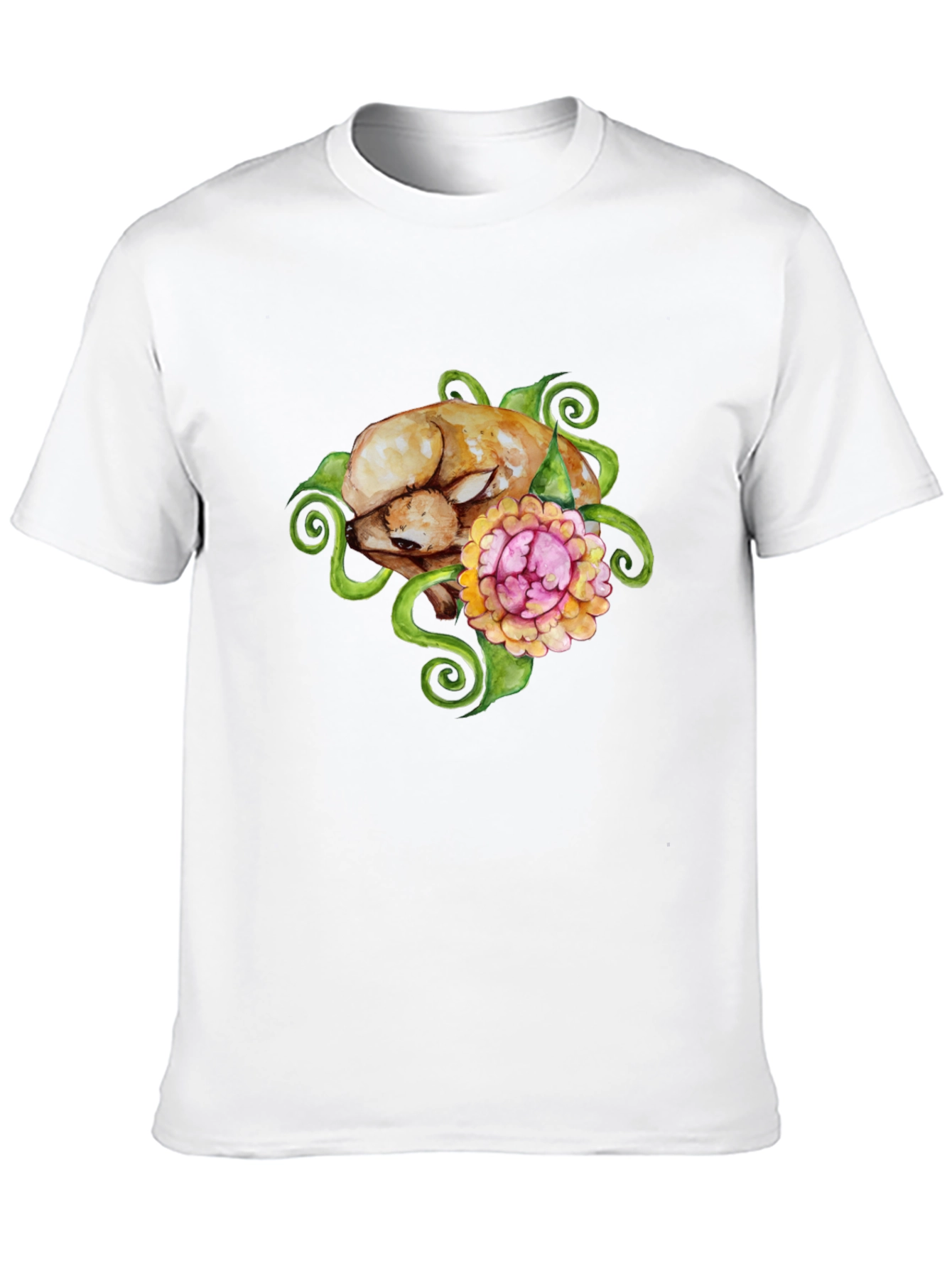 Floral Puppy T-Shirt - Black Cotton Blend
