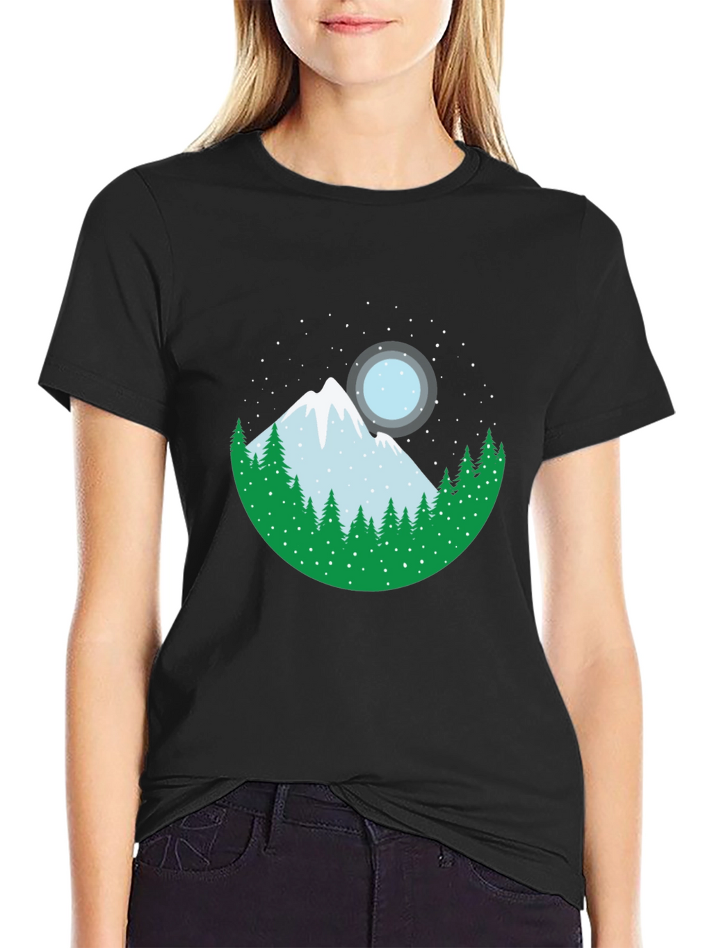 Mountain & Moon Graphic Tee - Black