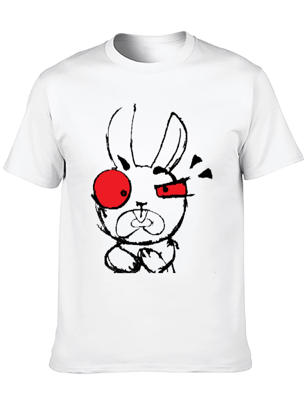Edgy Rabbit Graphic Tee - Black Cotton Blend