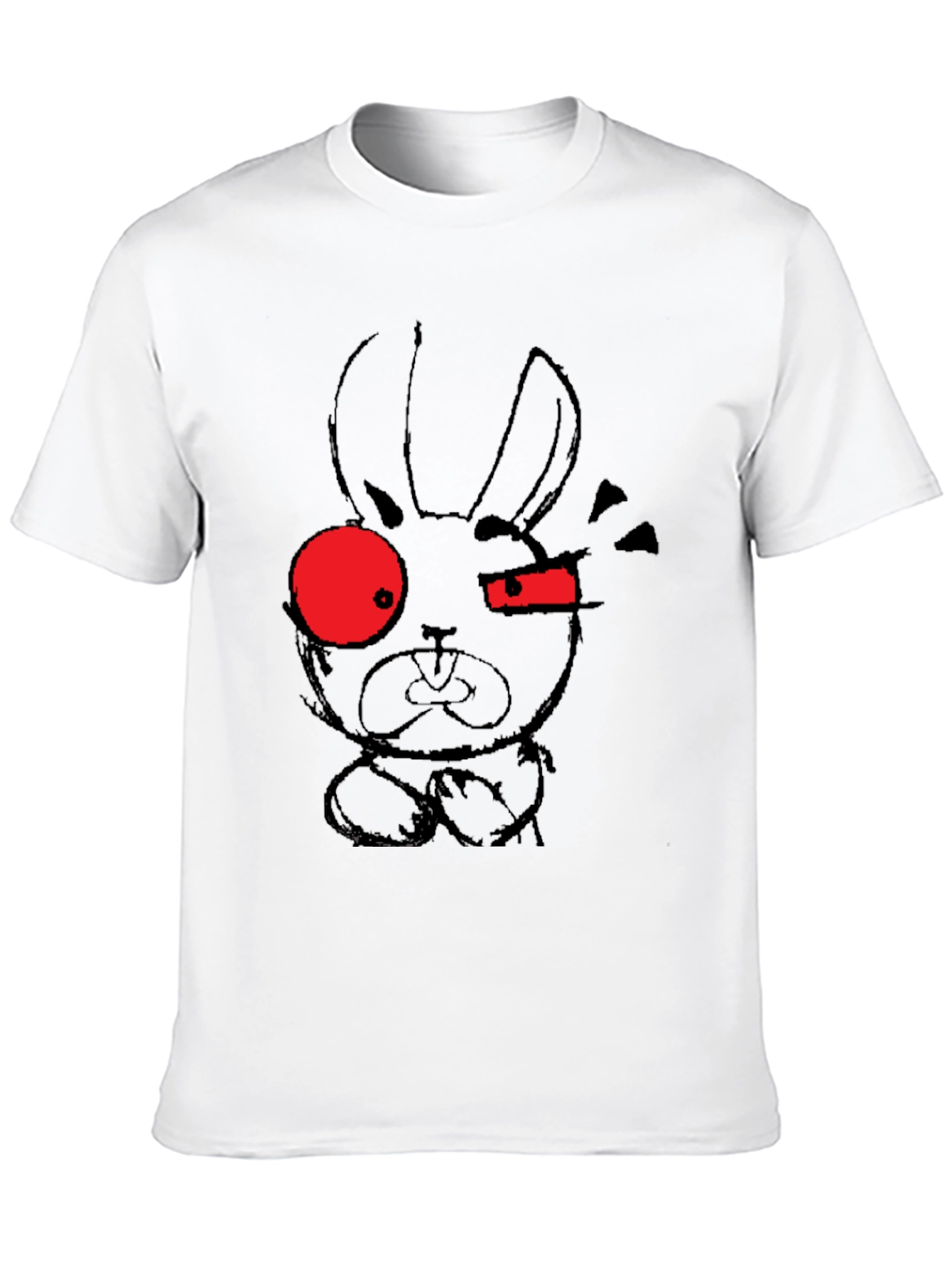 Edgy Rabbit Graphic Tee - Black Cotton Blend