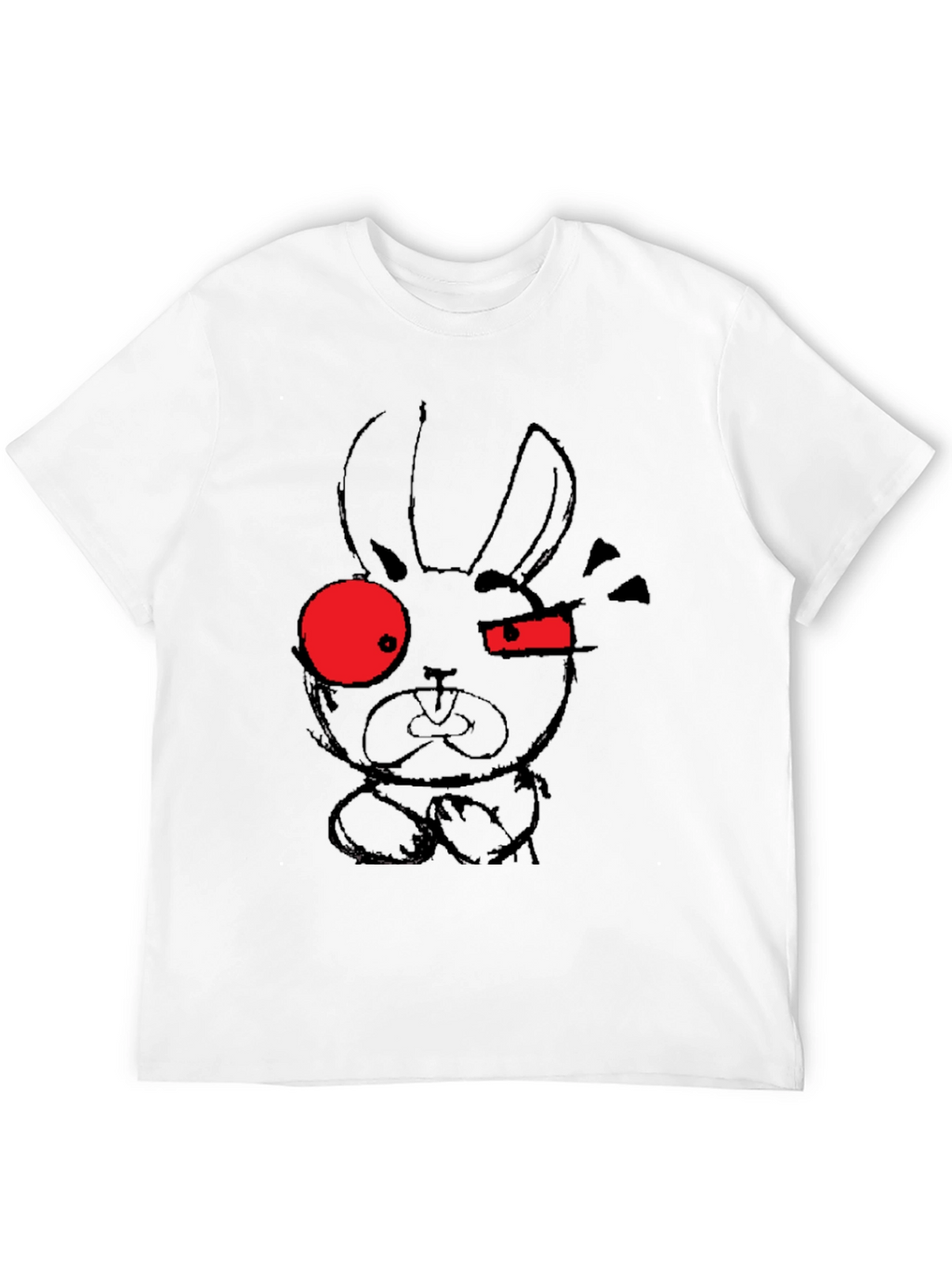 Edgy Rabbit Graphic Tee - Black Cotton Blend