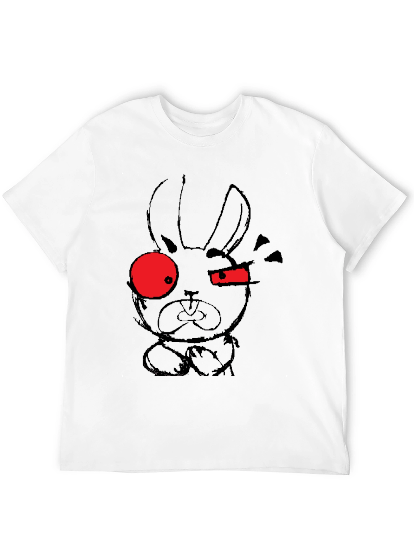 Edgy Rabbit Graphic Tee - Black Cotton Blend