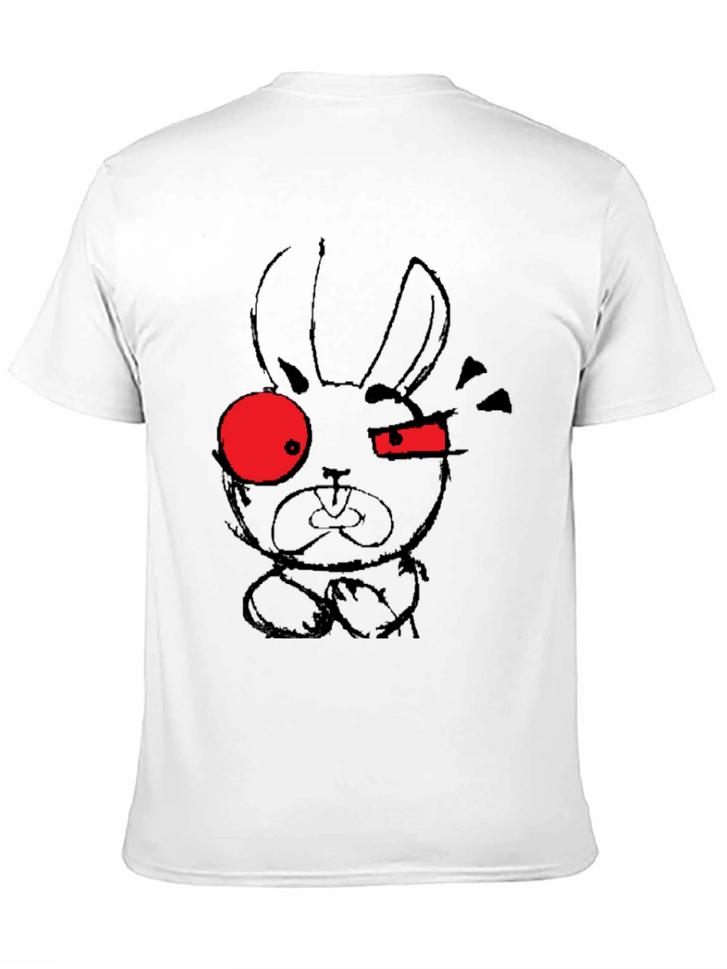 Edgy Rabbit Graphic Tee - Black Cotton Blend