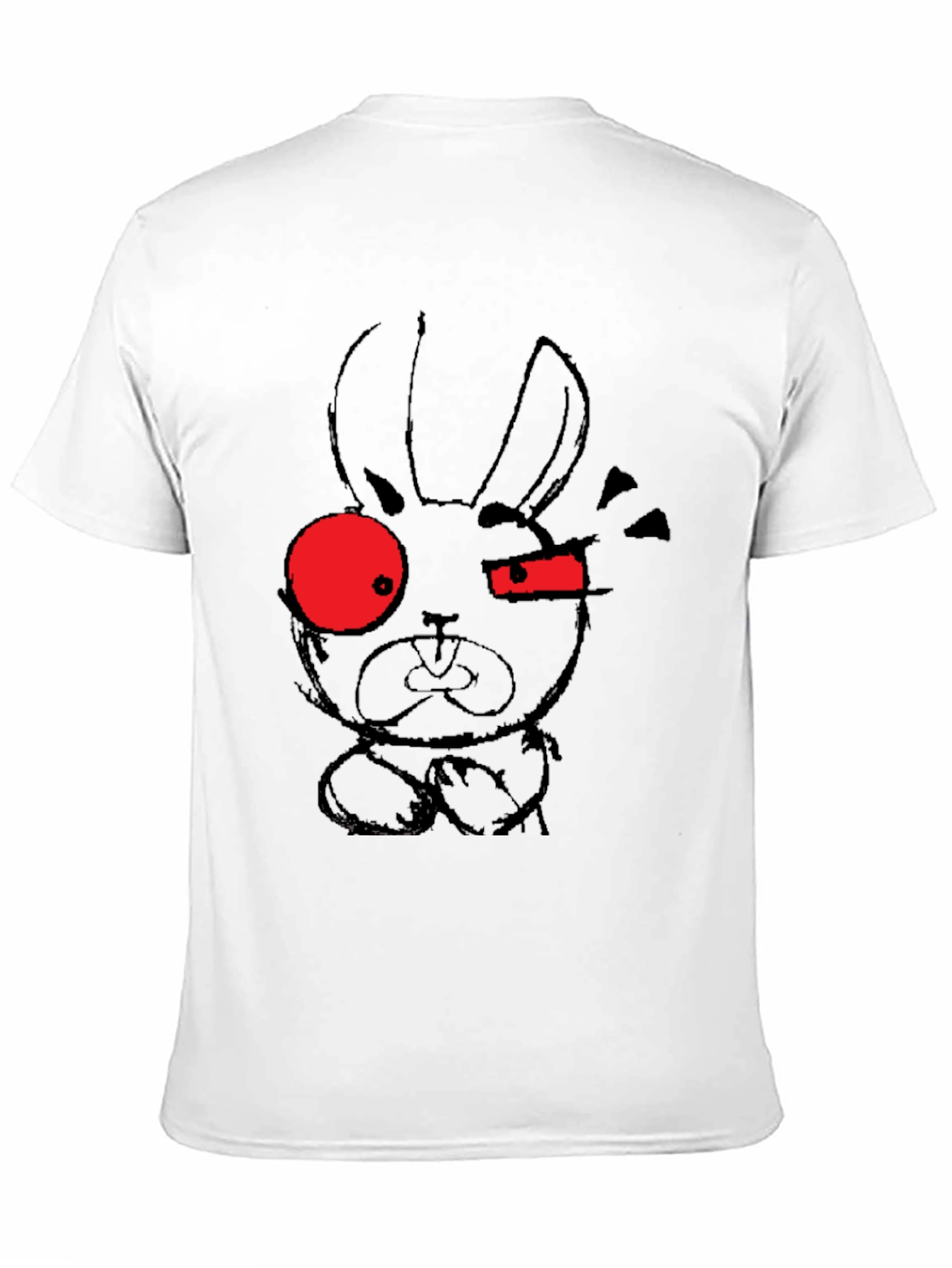 Edgy Rabbit Graphic Tee - Black Cotton Blend