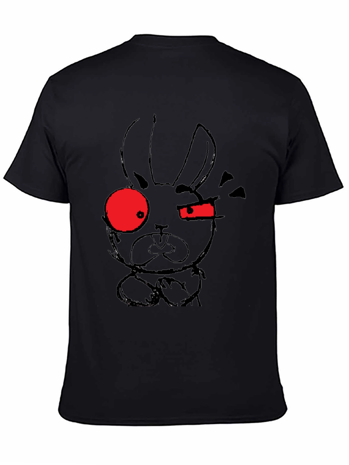 Edgy Rabbit Graphic Tee - Black Cotton Blend