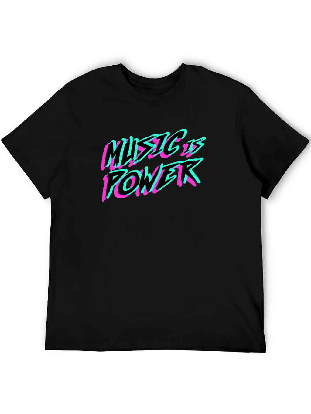 Music is Power T-Shirt - Black Crew Neck Tee