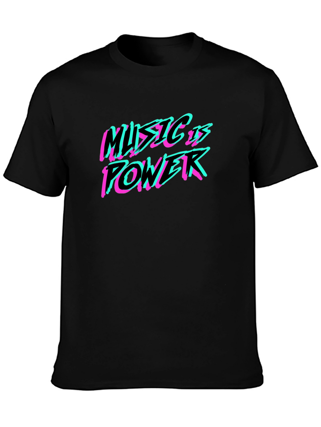 Music is Power T-Shirt - Black Crew Neck Tee