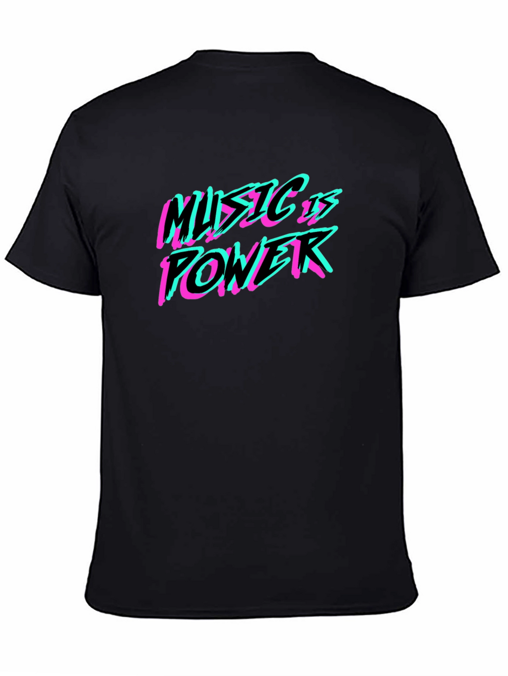 Music is Power T-Shirt - Black Crew Neck Tee