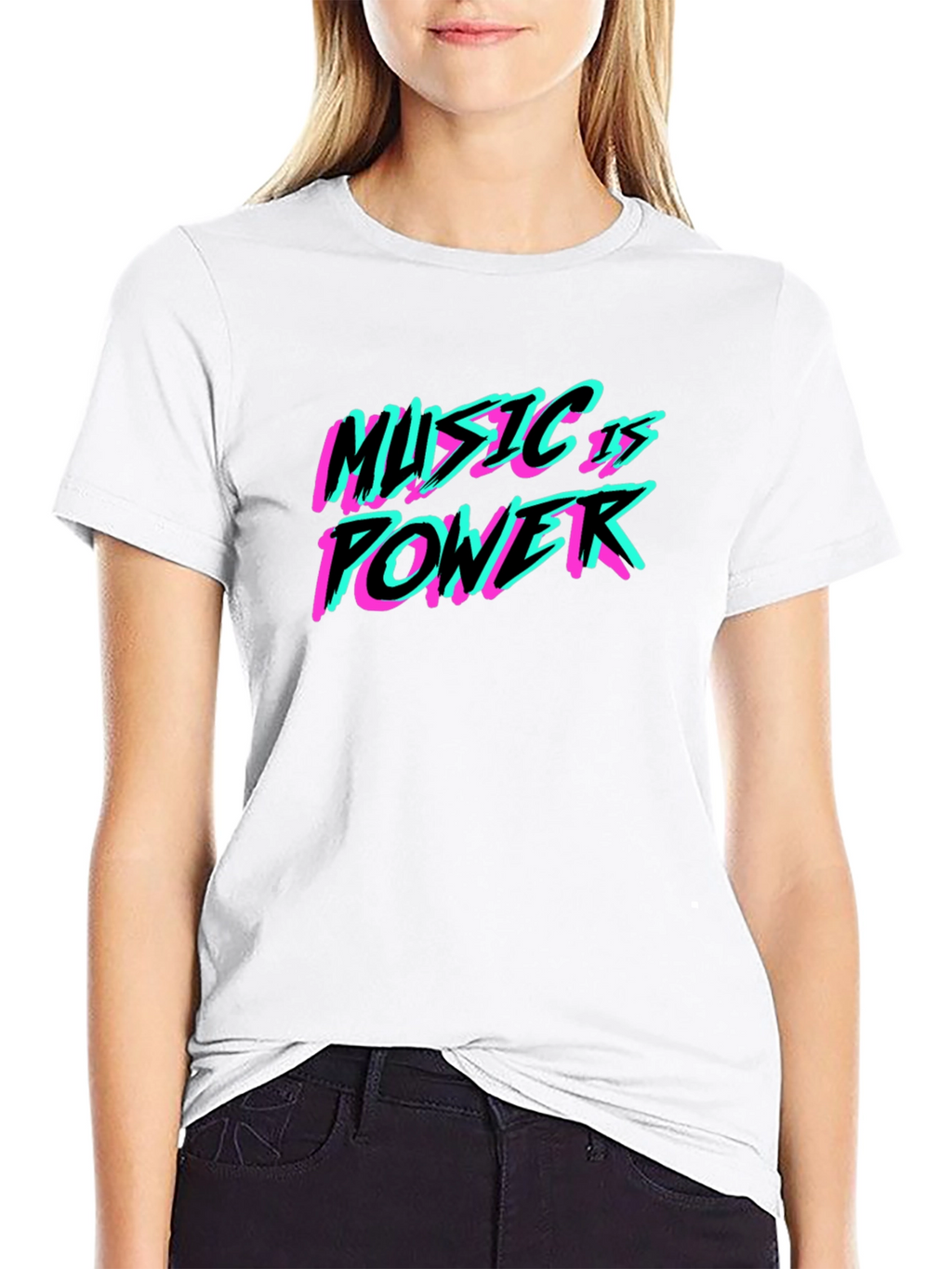 Music is Power T-Shirt - Black Crew Neck Tee