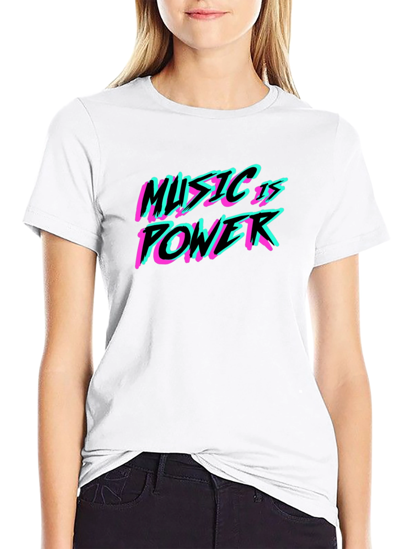 Music is Power T-Shirt - Black Crew Neck Tee