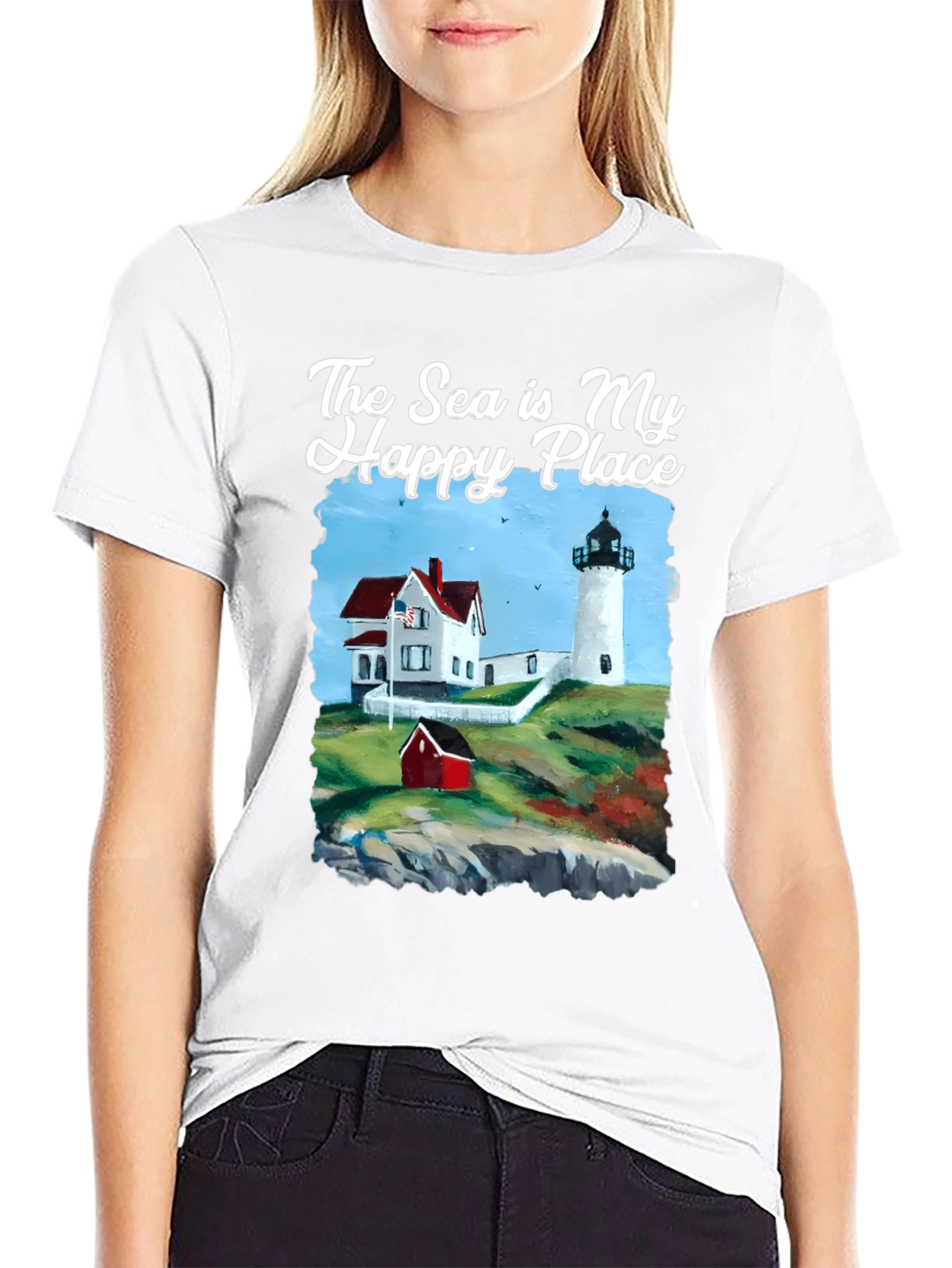 Sea Is My Happy Place Lighthouse T-Shirt