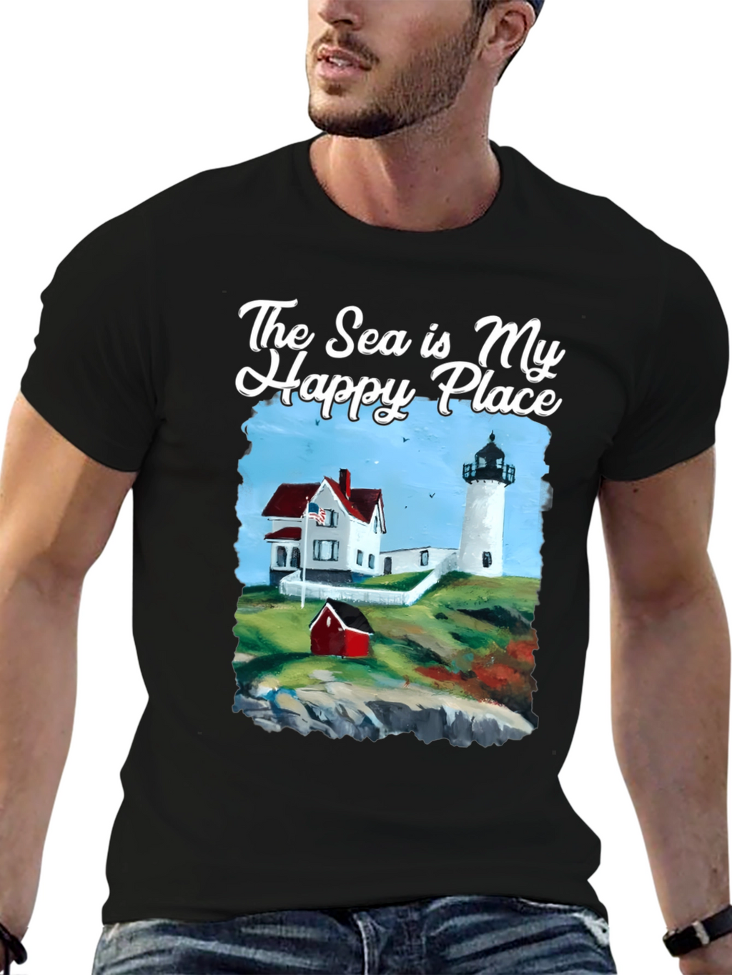 Sea Is My Happy Place Lighthouse T-Shirt
