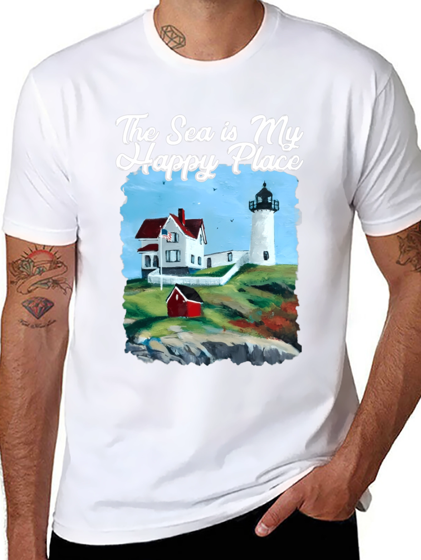Sea Is My Happy Place Lighthouse T-Shirt
