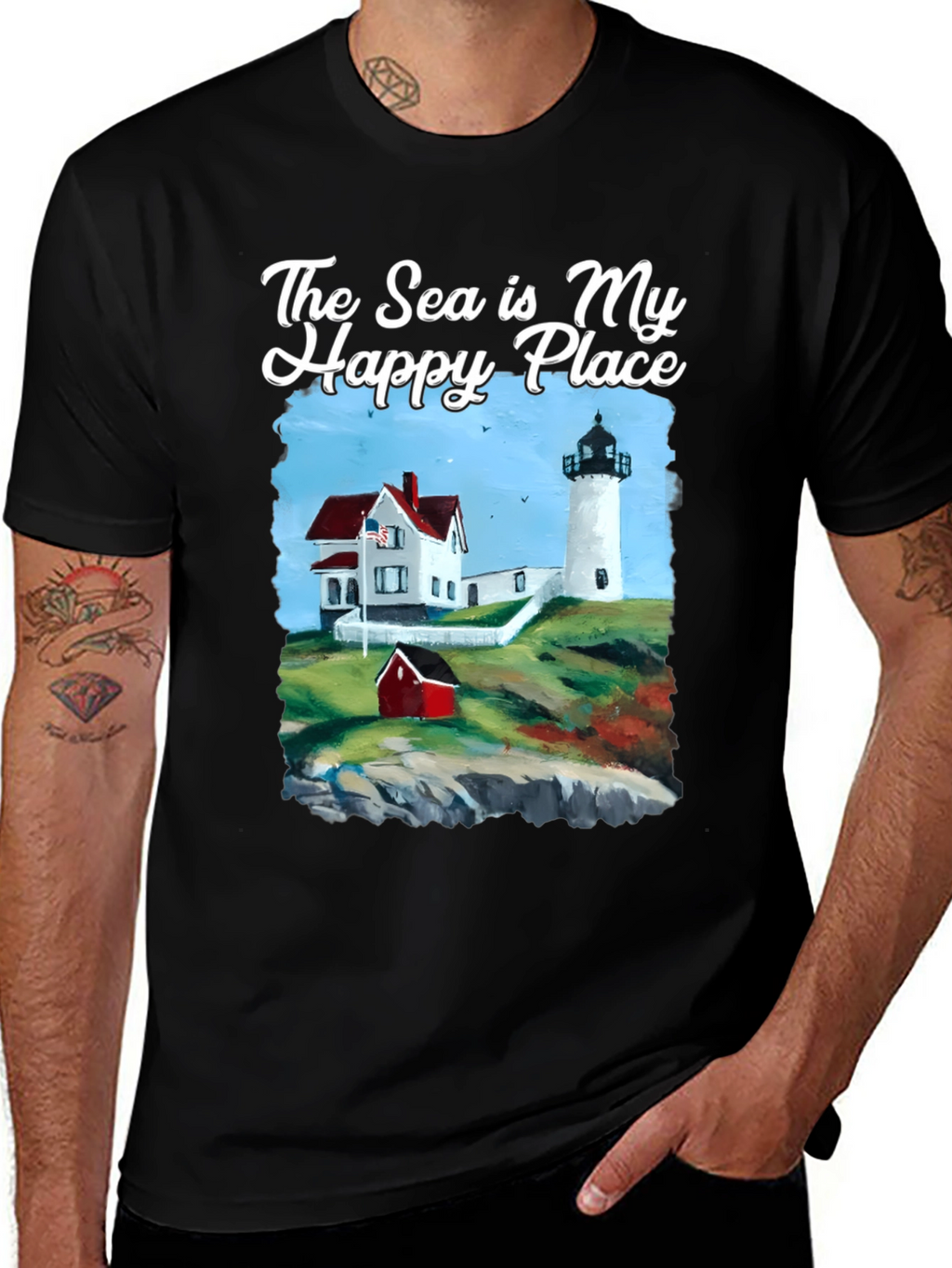 Sea Is My Happy Place Lighthouse T-Shirt