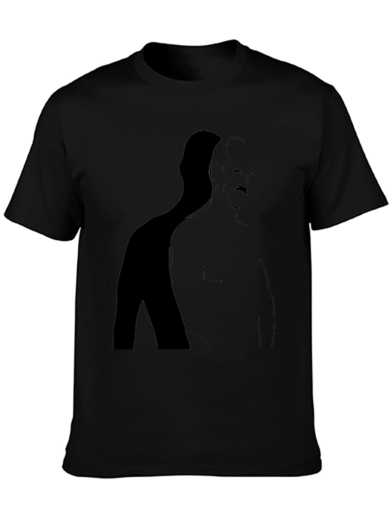 Minimalist Shadow Silhouette Graphic Tee - Black