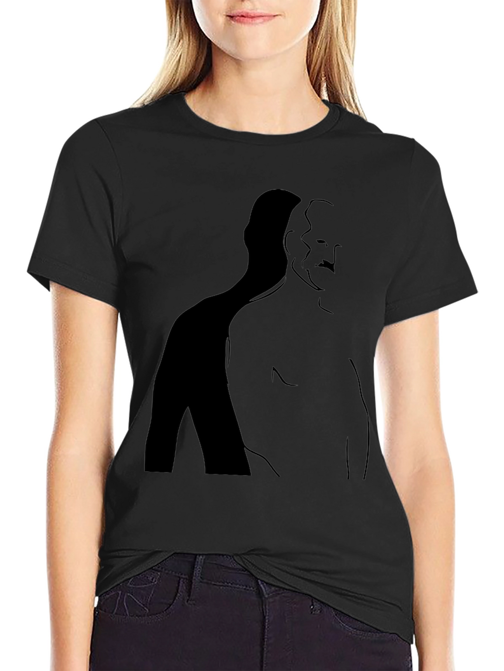 Minimalist Shadow Silhouette Graphic Tee - Black