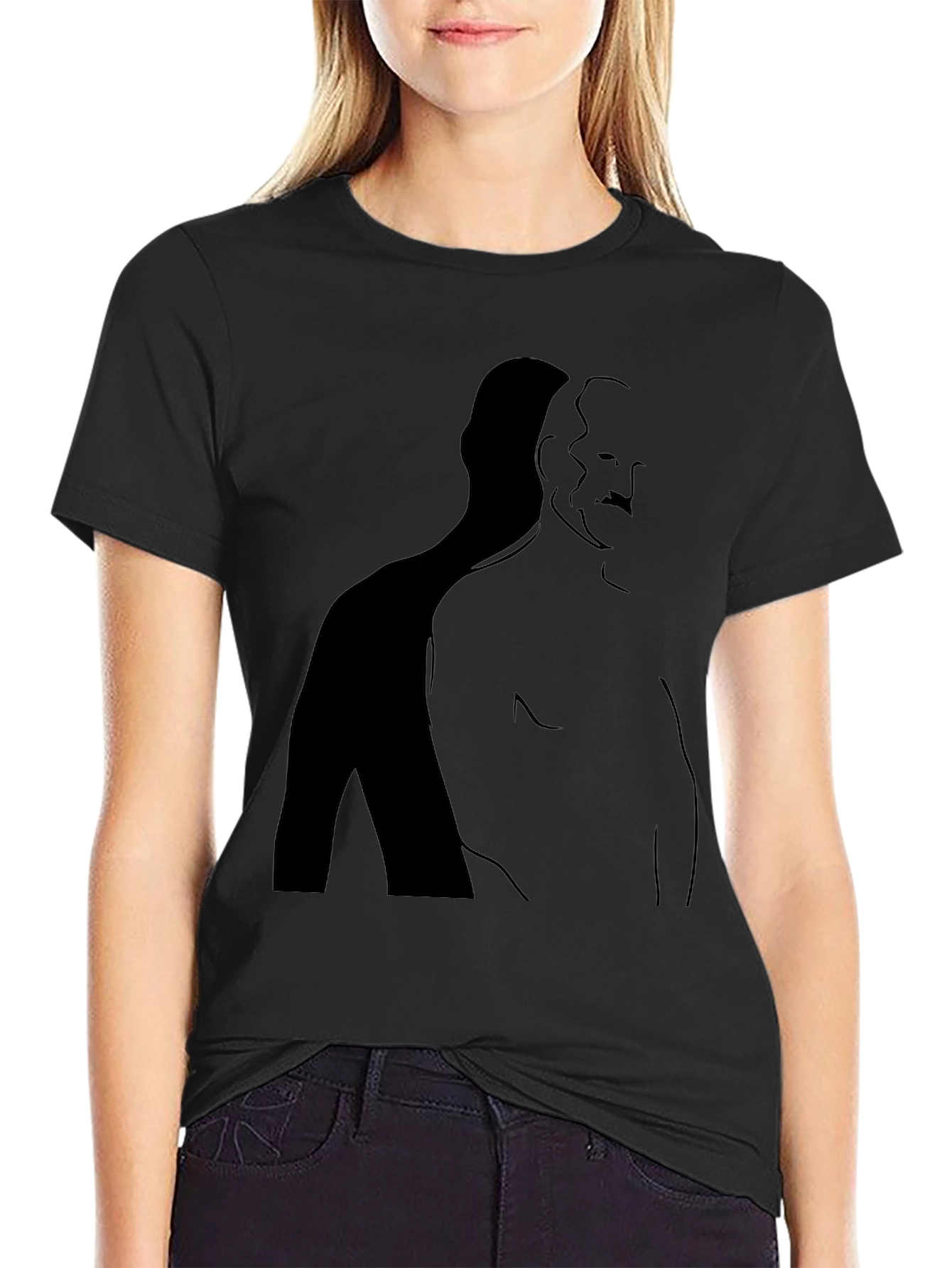 Minimalist Shadow Silhouette Graphic Tee - Black