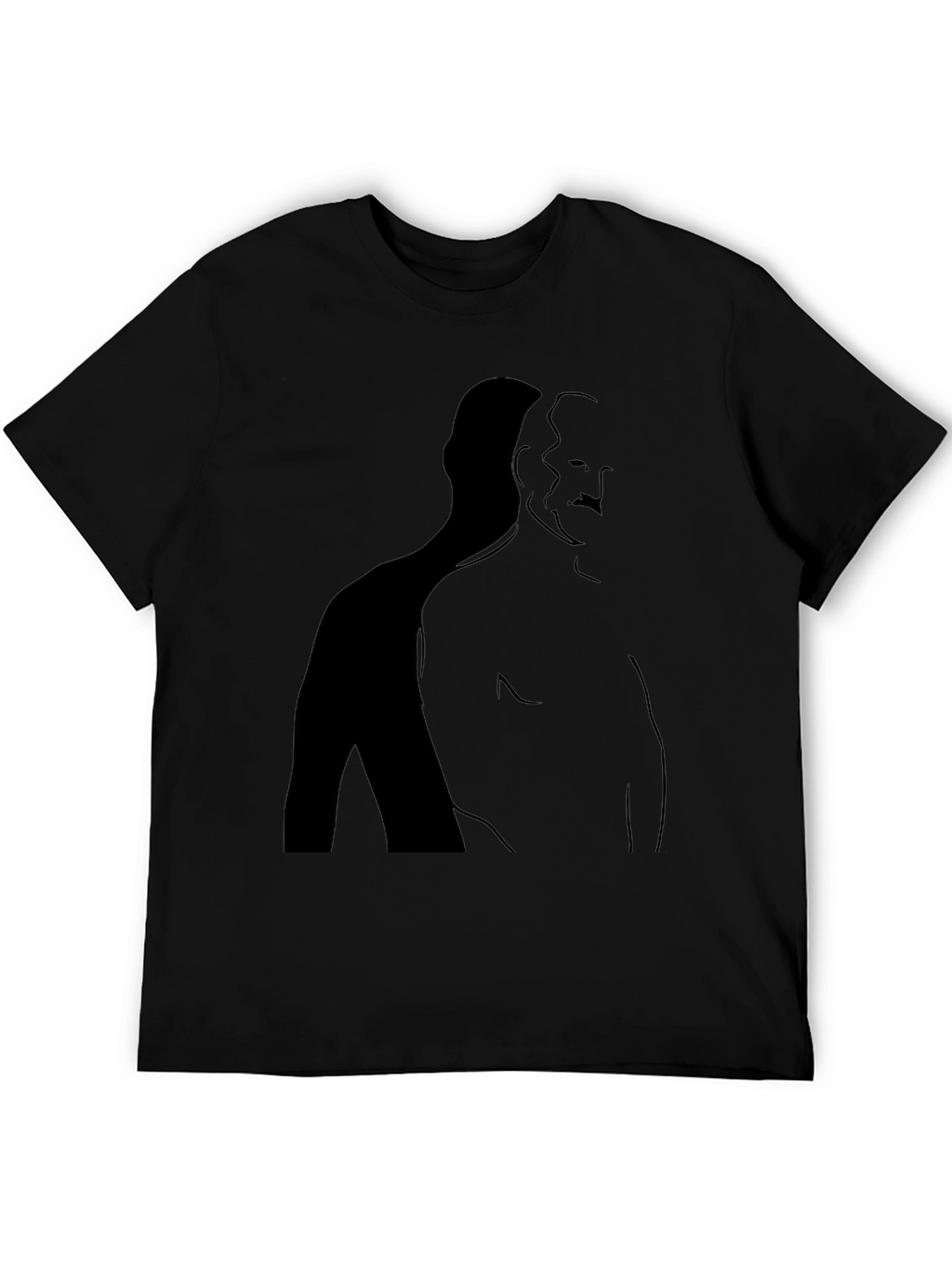 Minimalist Shadow Silhouette Graphic Tee - Black