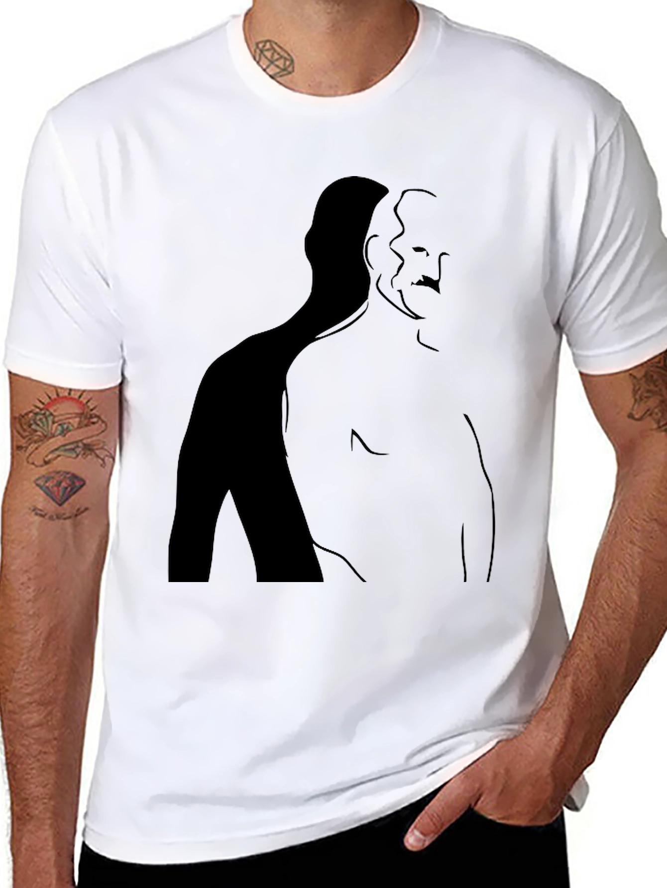Minimalist Shadow Silhouette Graphic Tee - Black