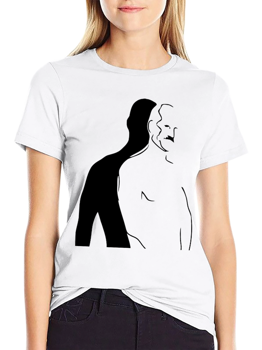 Minimalist Shadow Silhouette Graphic Tee - Black