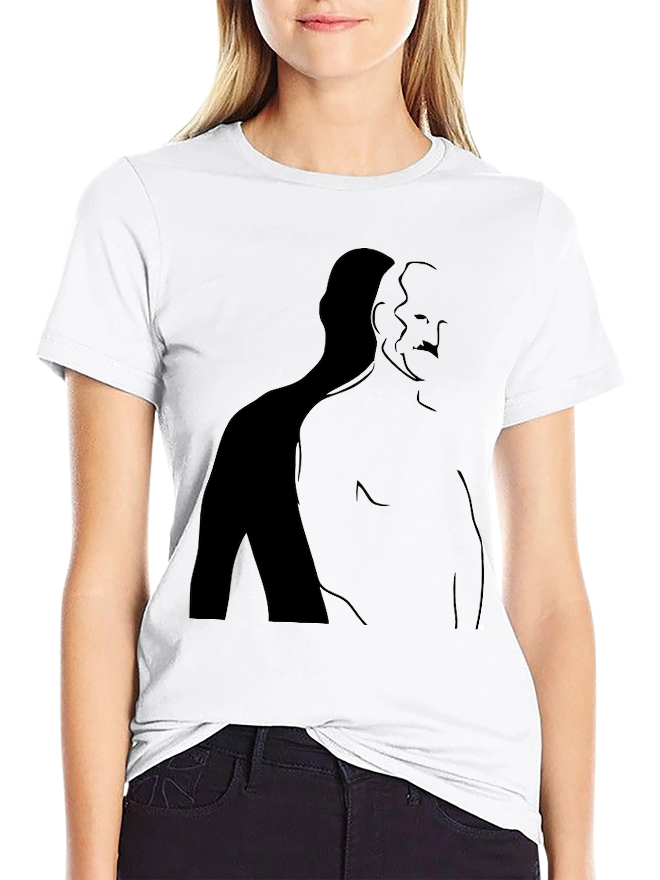 Minimalist Shadow Silhouette Graphic Tee - Black