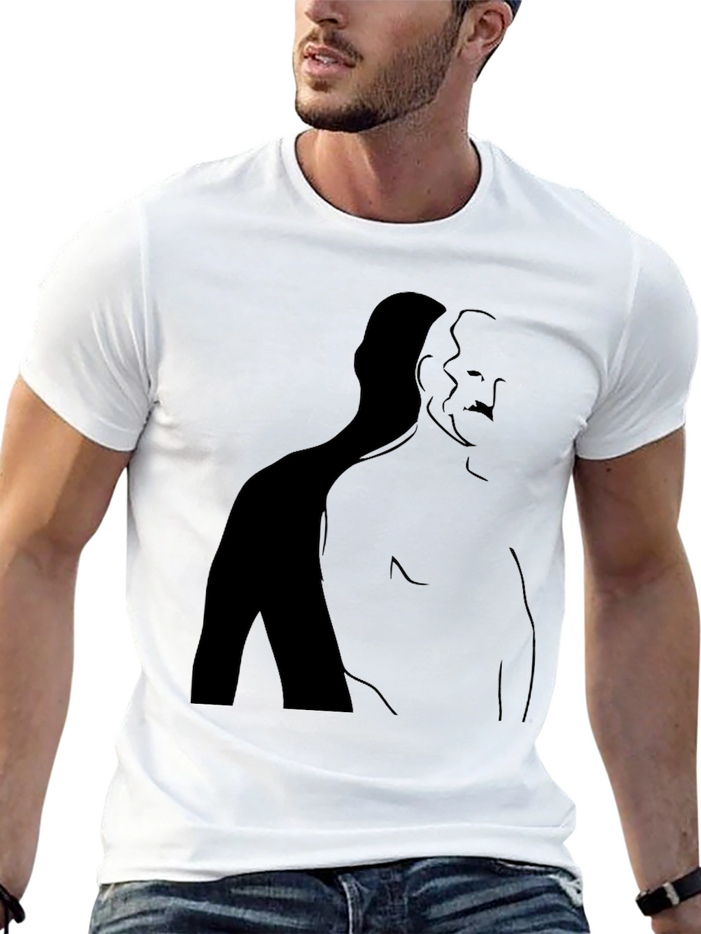 Minimalist Shadow Silhouette Graphic Tee - Black