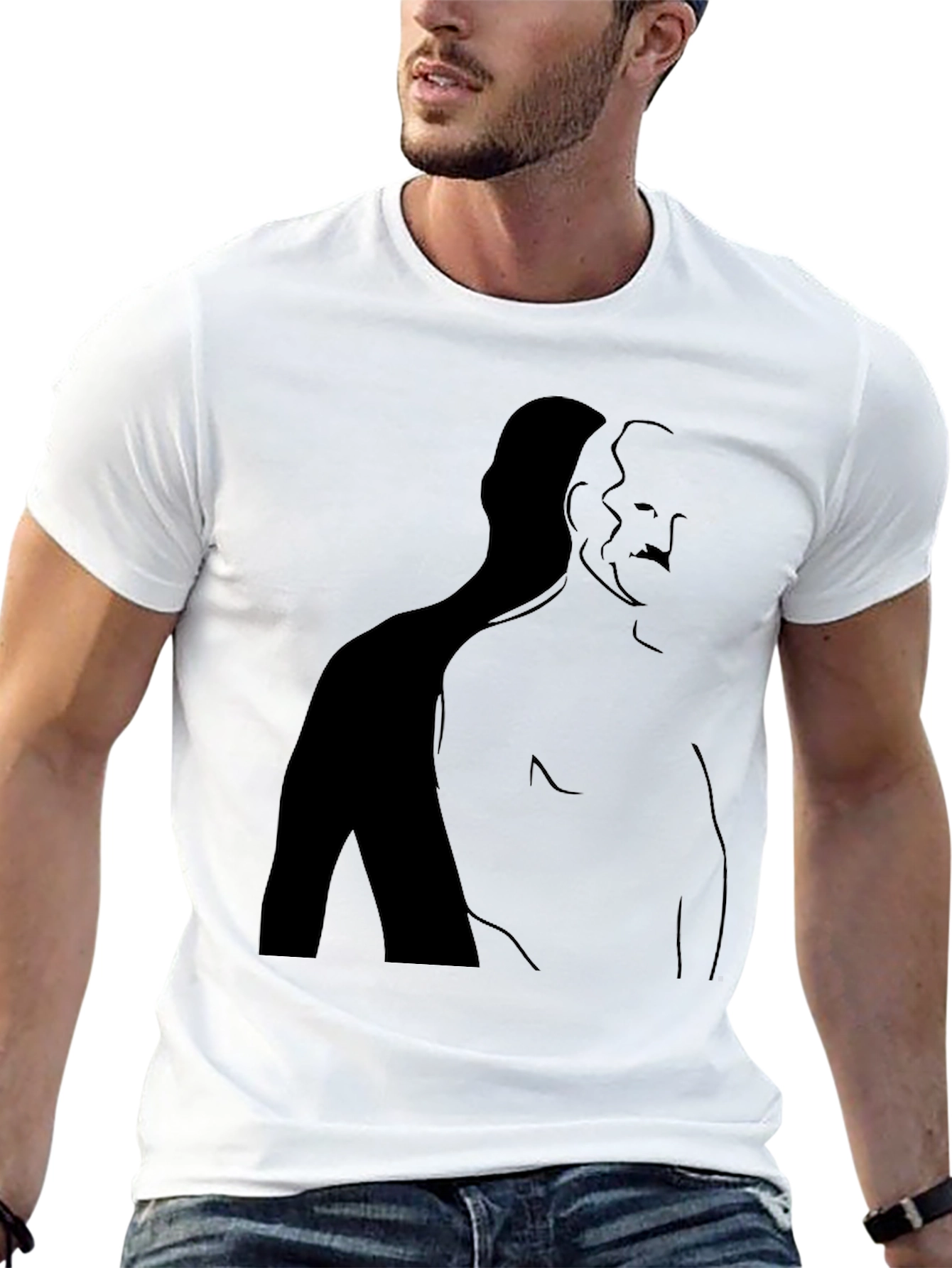 Minimalist Shadow Silhouette Graphic Tee - Black