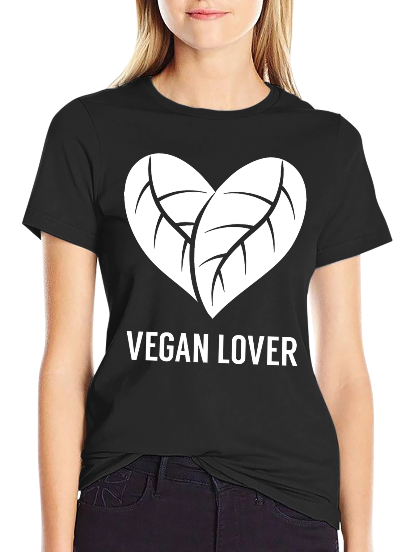 Vegan Lover T-Shirt - Leaf Heart Design