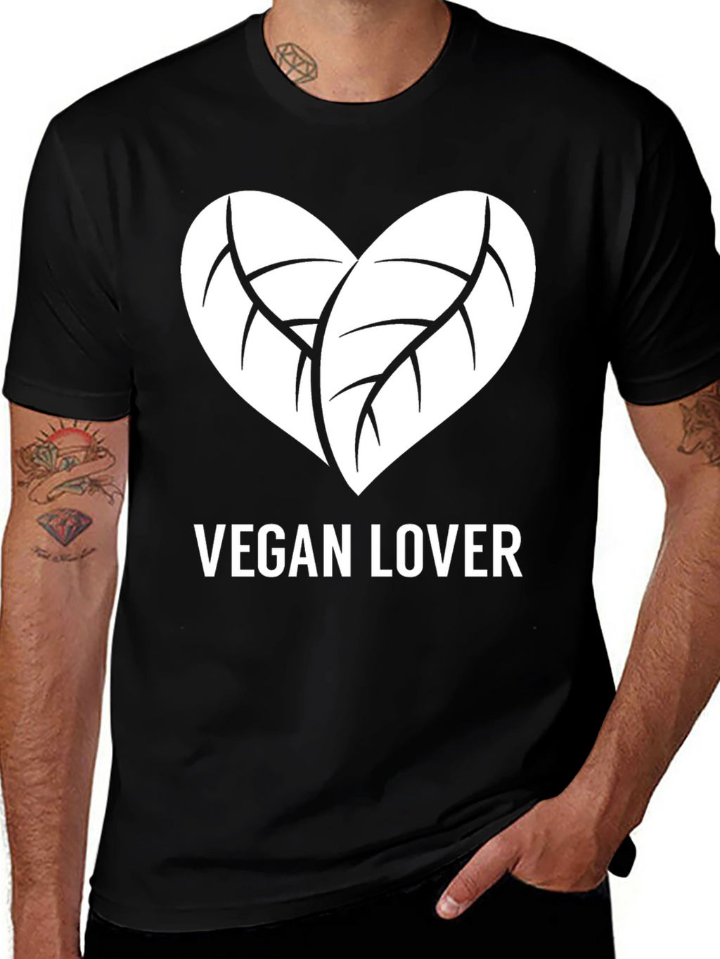 Vegan Lover T-Shirt - Leaf Heart Design