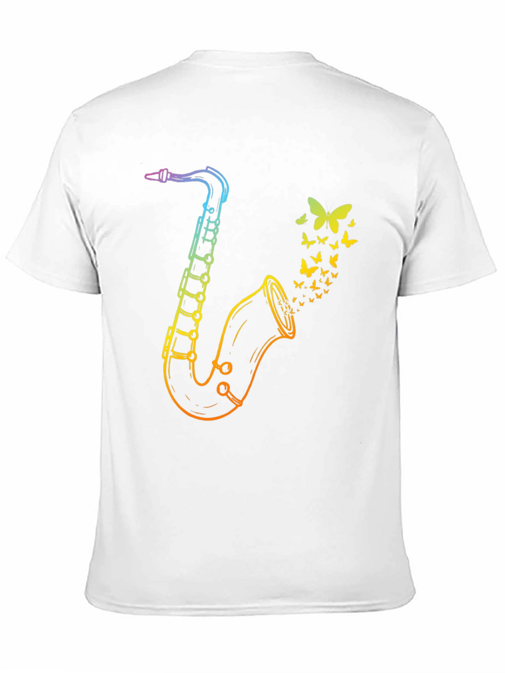 Rainbow Saxophone Butterfly Mens Black T-Shirt