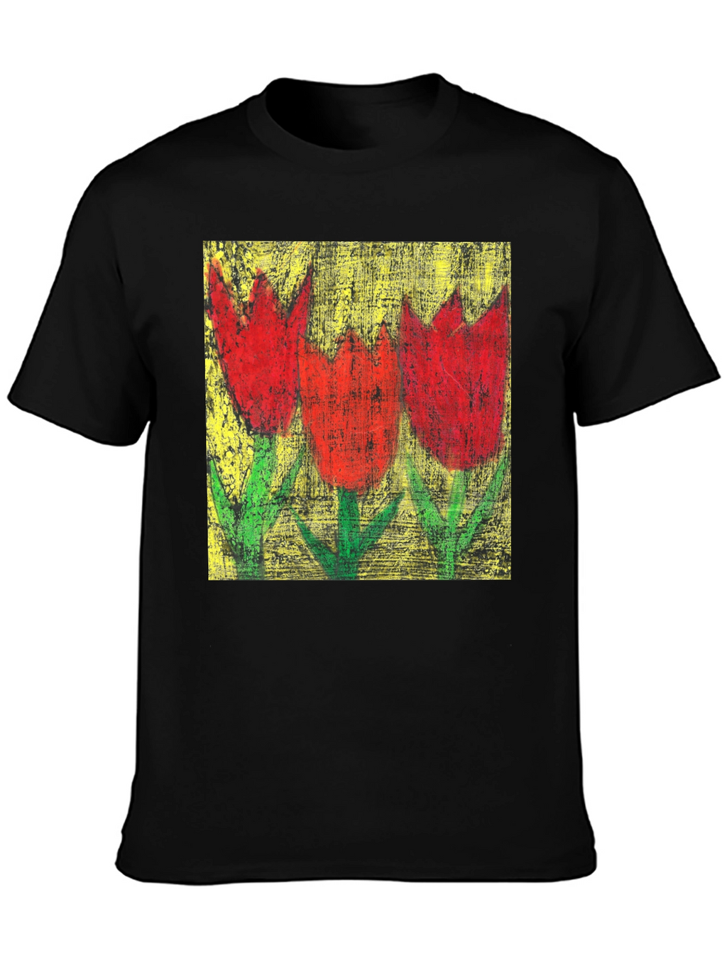 Tulip Painting Tee - Artistic Floral Design
