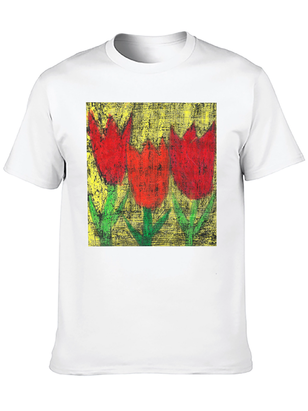 Tulip Painting Tee - Artistic Floral Design
