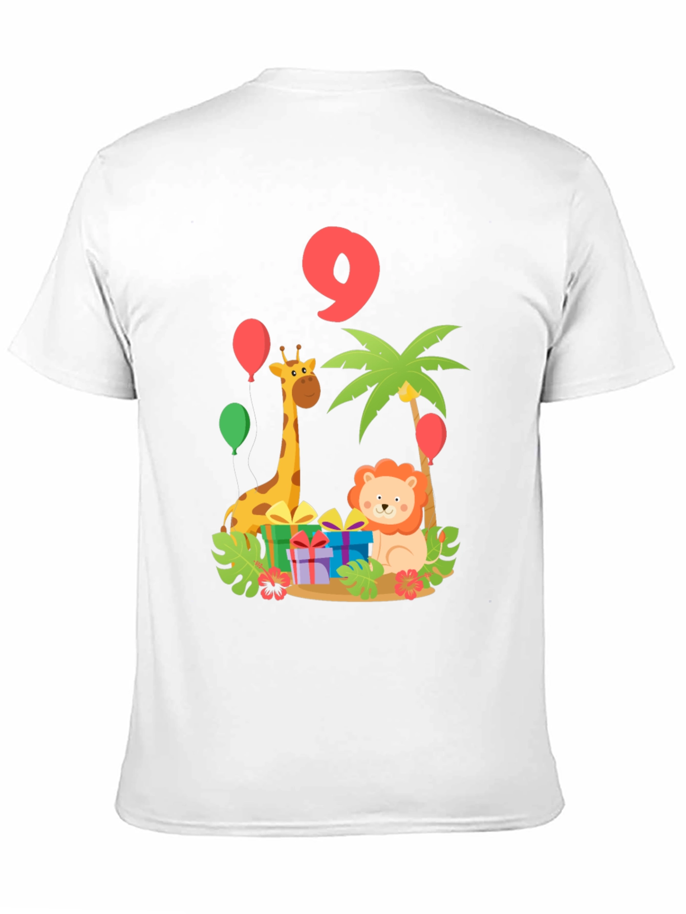 Birthday 9th Giraffe Lion Jungle Animals T-Shirt