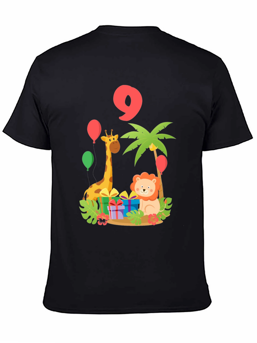 Birthday 9th Giraffe Lion Jungle Animals T-Shirt